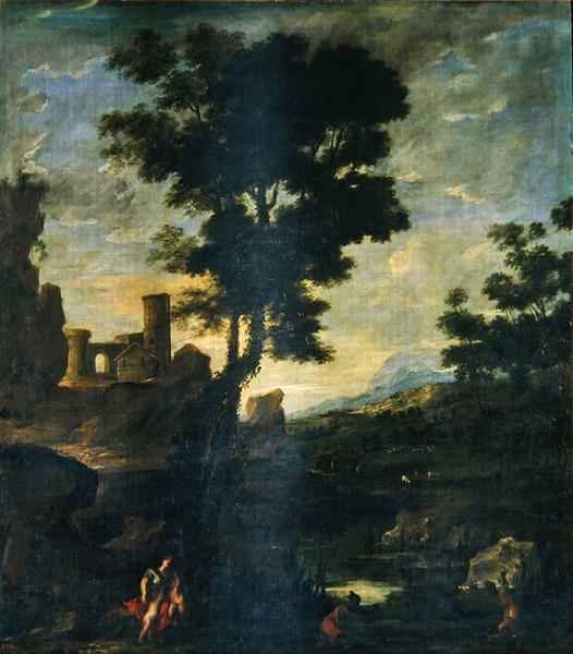 Landscape with Leto and the peasants transformed into frogs