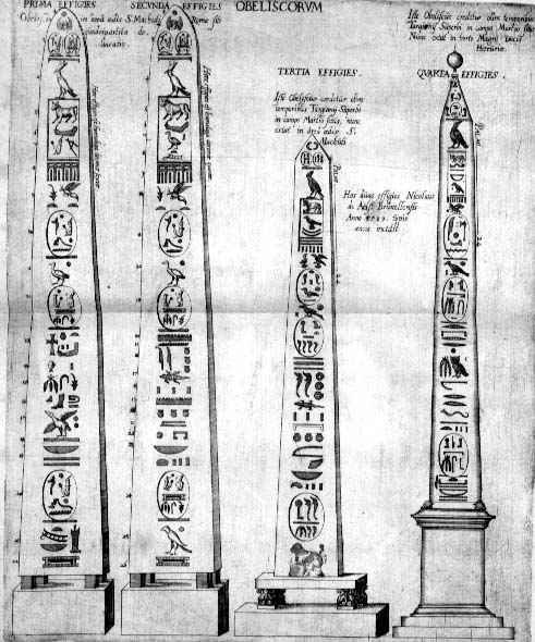 Egyptian obelisks with hieroglyphics