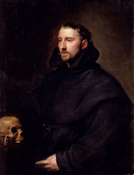 Portrait Of A Monk Of The Benedictine Order  Holding A Skull