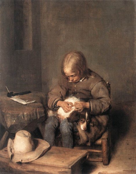 Boy Ridding his Dog of Fleas c. 1665