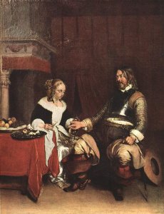 Man Offering a Woman Coins 1662-63