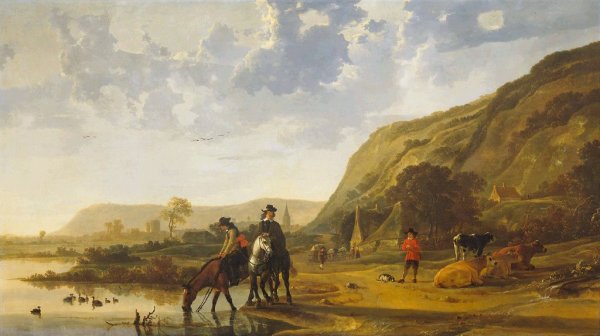 River Landscape With Riders