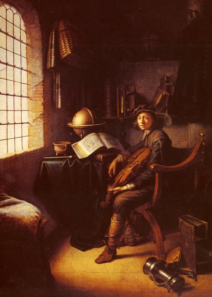 An Interior With A Young Violinist 1637