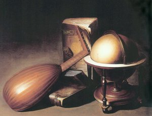 Still Life With Globe  Lute  And Books