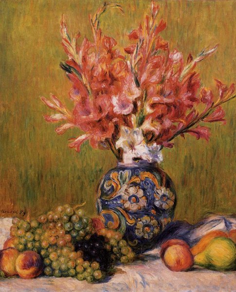 Still Life   Flowers And Fruit