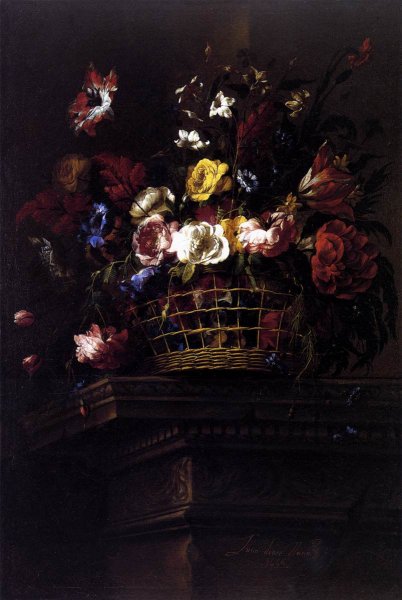 Basket of Flowers on a Plinth 2, 1664