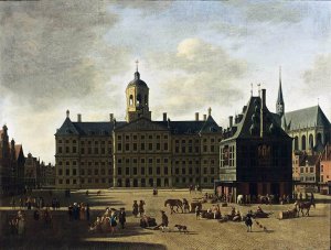 Amsterdam- View of the Dam with the Town Hall 1697