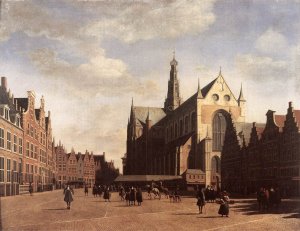 The Market Square at Haarlem with the St Bavo 1696