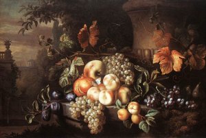 Fruit-piece with Stone Vase (Gyumolcscsendelet kovazaval)