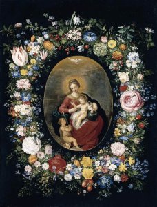 Virgin and Child with Infant St John in a Garland of Flowers 1630s