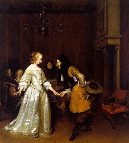 An Officer Making his Bow to a Lady 1662