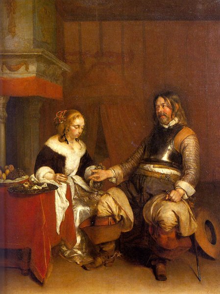 Soldier Offering a Young Woman Coins 1662-63