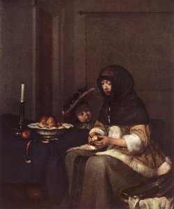 Woman Peeling Apples 1660