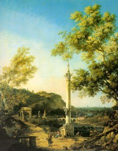 Capriccio- River Landscape with a Column, a Ruined Roman Arch and Reminiscences of England 1754