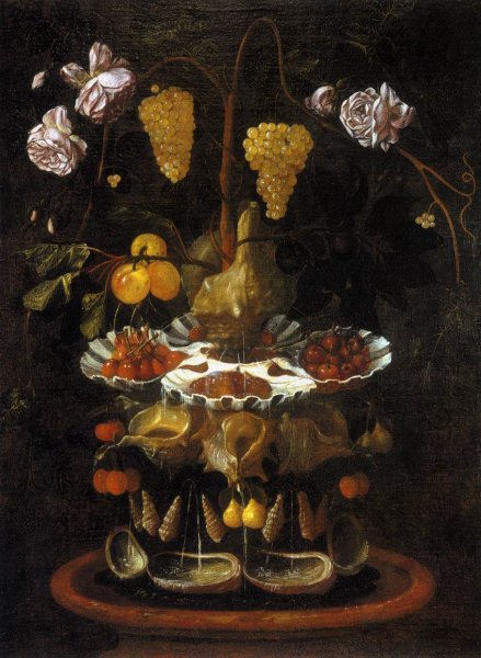 Still-Life with a Shell Fountain, Fruit and Flowers c. 1645