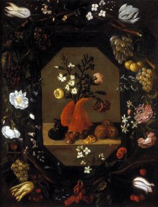 Still-Life with Flowers with a Garland of Fruit and Flowers c. 1645