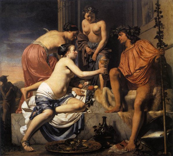 Nymphs Offering the Young Bacchus Wine, Fruit and Flowers  1670-78