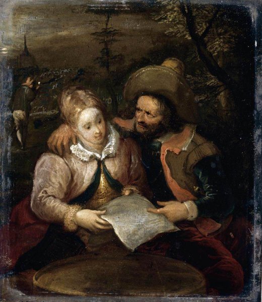 A Young Lady and a Cavalier Holding a Letter