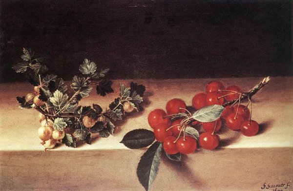 Cherries and Gooseberries on a Table 1644