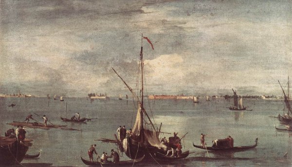 The Lagoon with Boats, Gondolas, and Rafts c. 1758