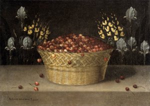 Basket of Cherries and Flowers c. 1620