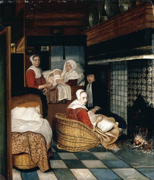 Interior with a Family and Two Nurses before a Fire 1670s