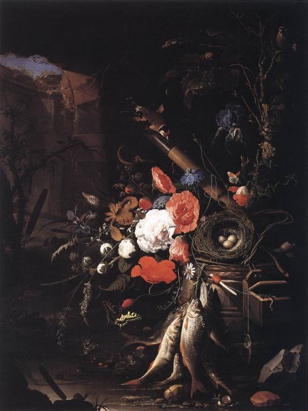 Still-Life with Fishes and Bird Nest c. 1670