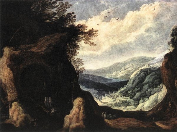 Rocky Landscape with Monks 1608