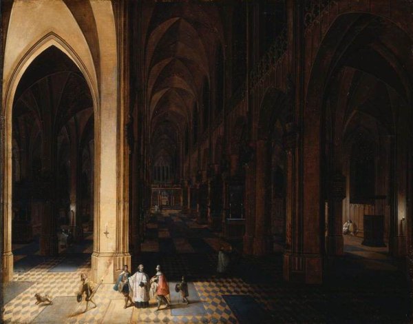 Interior of Antwerp Cathedral at Night 1638