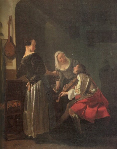 Violinist and Two Serving Women 1663-65