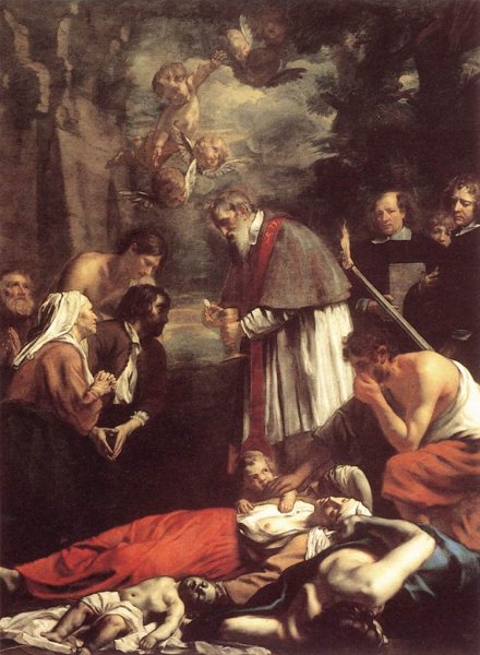 St Macarius of Ghent Giving Aid to the Plague Victims 1673