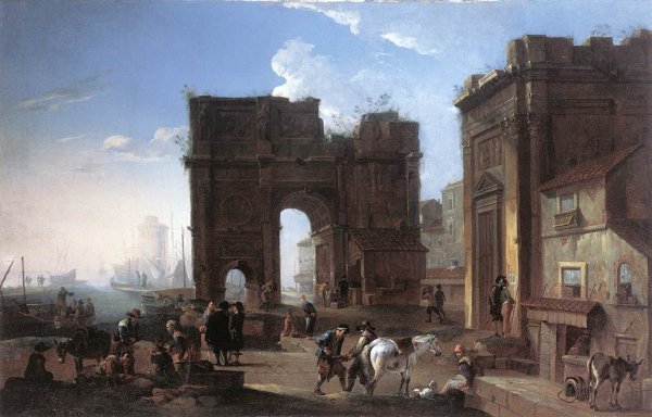 Harbour View with Triumphal Arch c. 1650