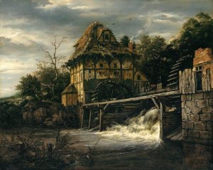 Two Undershot Water-Mills with Men Opening a Sluice 1650s