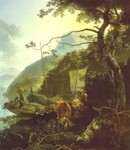 Boatmen Moored on the Shore of an Italian Lake 1668