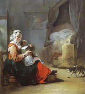 Mother and Child with Cat 1647