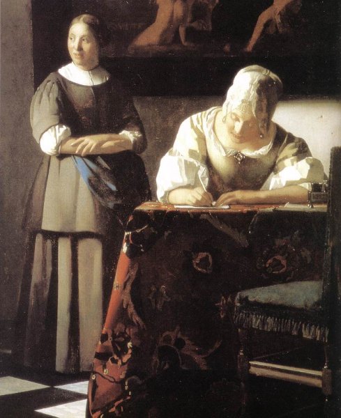 Lady Writing a Letter with Her Maid (detail-2) c. 1670