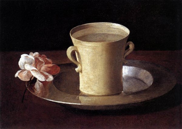 Cup of Water and a Rose on a Silver Plate c. 1630