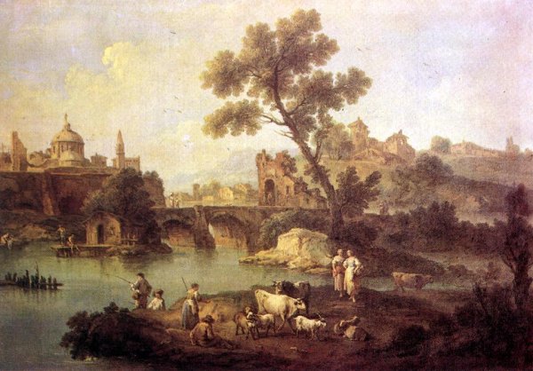 Landscape with River and Bridge c. 1740