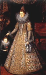 Portrait of Isabella Clara Eugenia of Austria with her Dwarf c. 1599