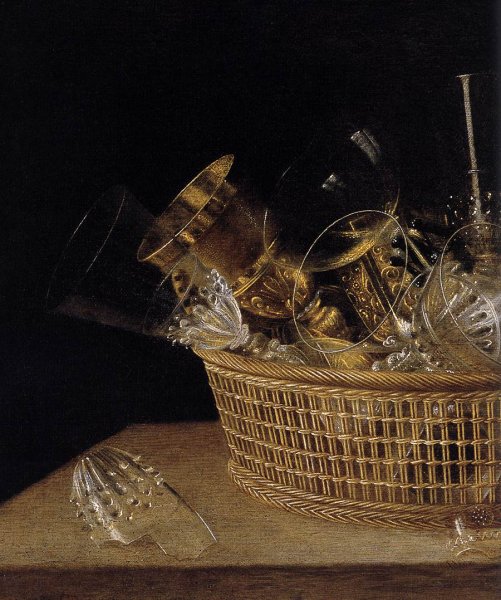 Still-Life of Glasses in a Basket (detail) 1644