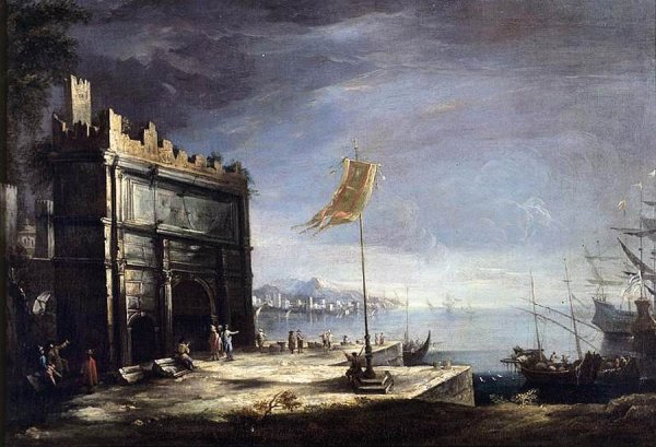 Capriccio of a Port Scene with a Classical Arch 1720s