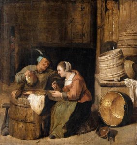 Interior with Peasants Playing Cards