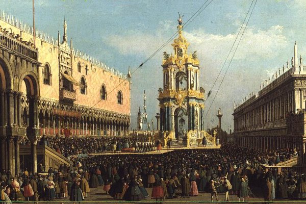 Venice- the Giovedi Grasso Festival in the Piazzetta, 1750s