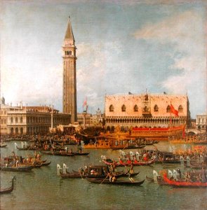 View of the Palace of St Mark, Venice, with preparations for the Doge's Wedding