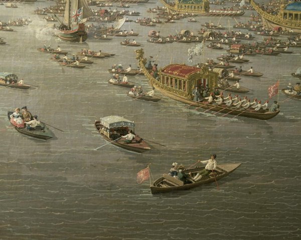 The River Thames with St. Paul's Cathedral on Lord Mayor's Day, detail of rowing boats, c.1747-48