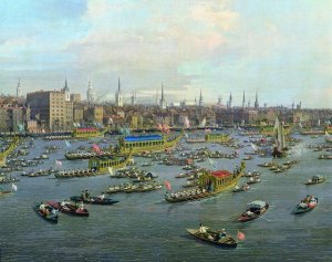 The River Thames with St. Paul's Cathedral on Lord Mayor's Day, detail of the boats, c.1747-48