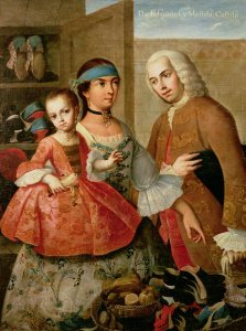 A Spaniard and his Mexican Indian Wife and their Child, from a series on mixed race marriages in Mexico