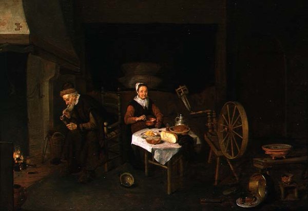 An Elderly Couple in an Interior