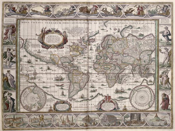 World Map, from 'Le Theatre du Monde' or 'Nouvel Atlas', 1645