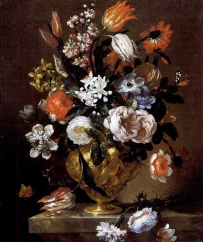 Fiori in vaso di metallo 1690-99